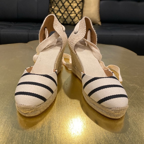 Soludos NWOT Classic Striped Wedge Lace Up Espadrille Size 6.5 - Picture 2 of 10